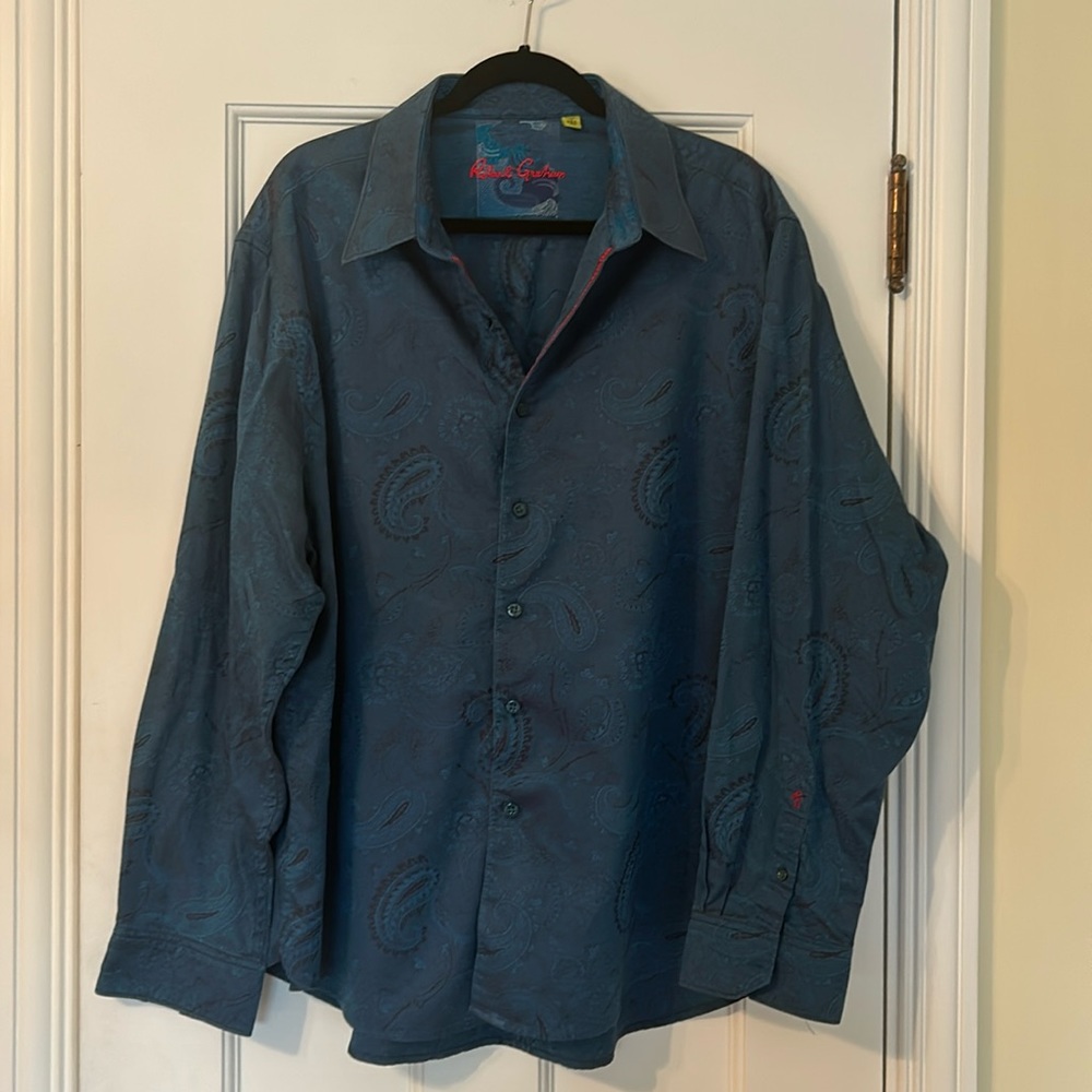 Robert Graham 3XL Classic Fit Turquoise Paisley button down shirt